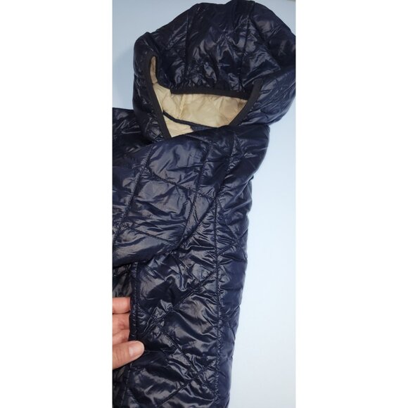 Abercrombie & Fitch Primaloft Lightweight Hooded Puffer Jacket Navy Blue Medium - Picture 10 of 10